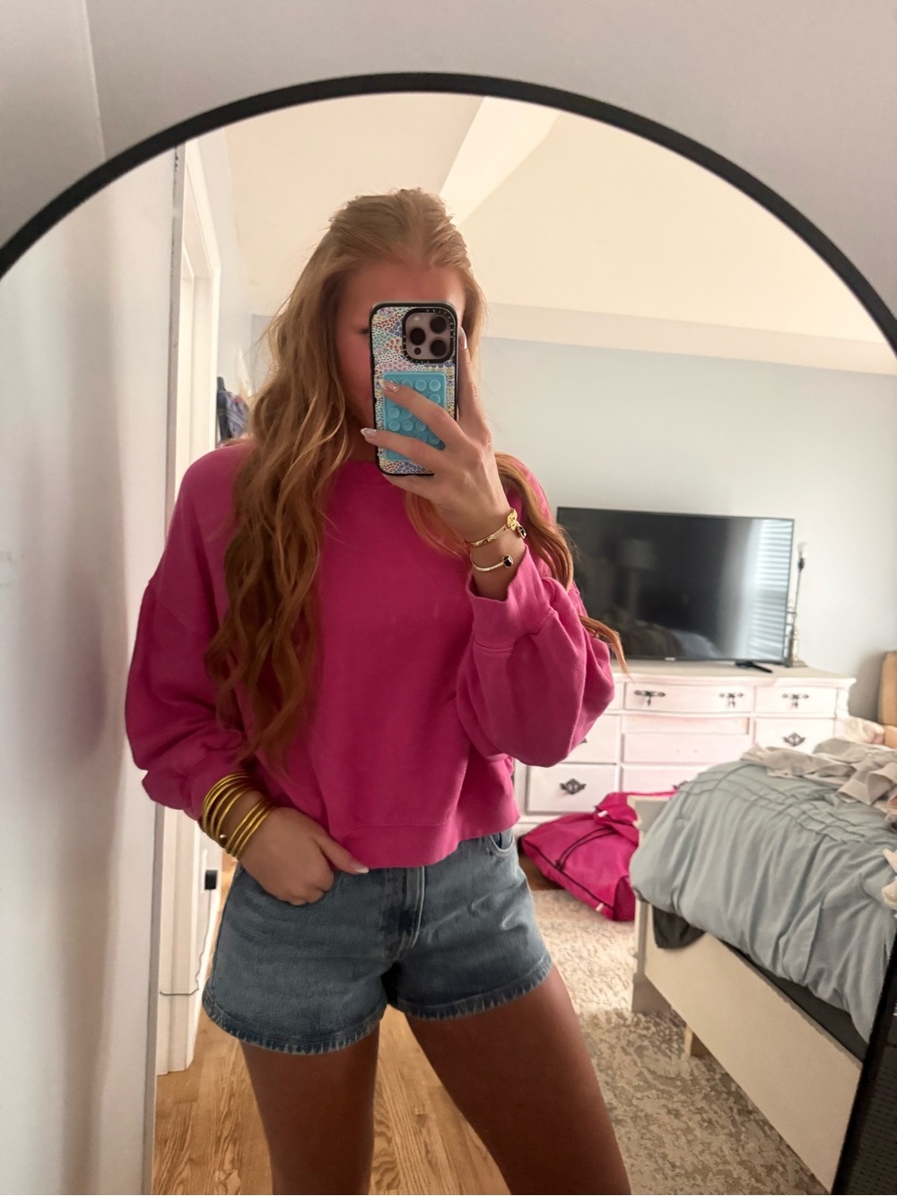 Pink Women’s Crewneck Sweatshirt - Casual Pullover